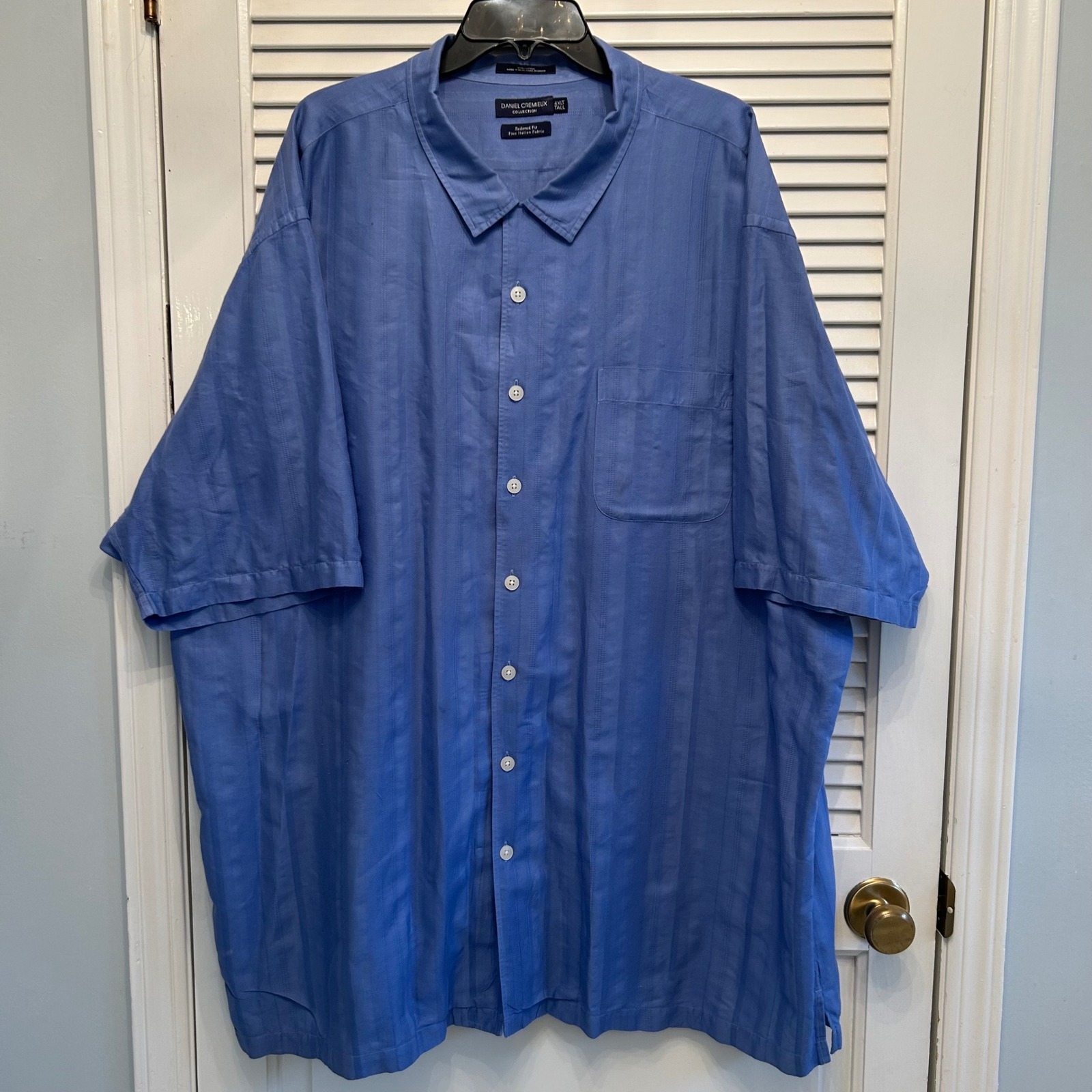 Daniel Cremieux 4xlt Tall Blue Tailored Fit Short Sleeve Button Up Shirt